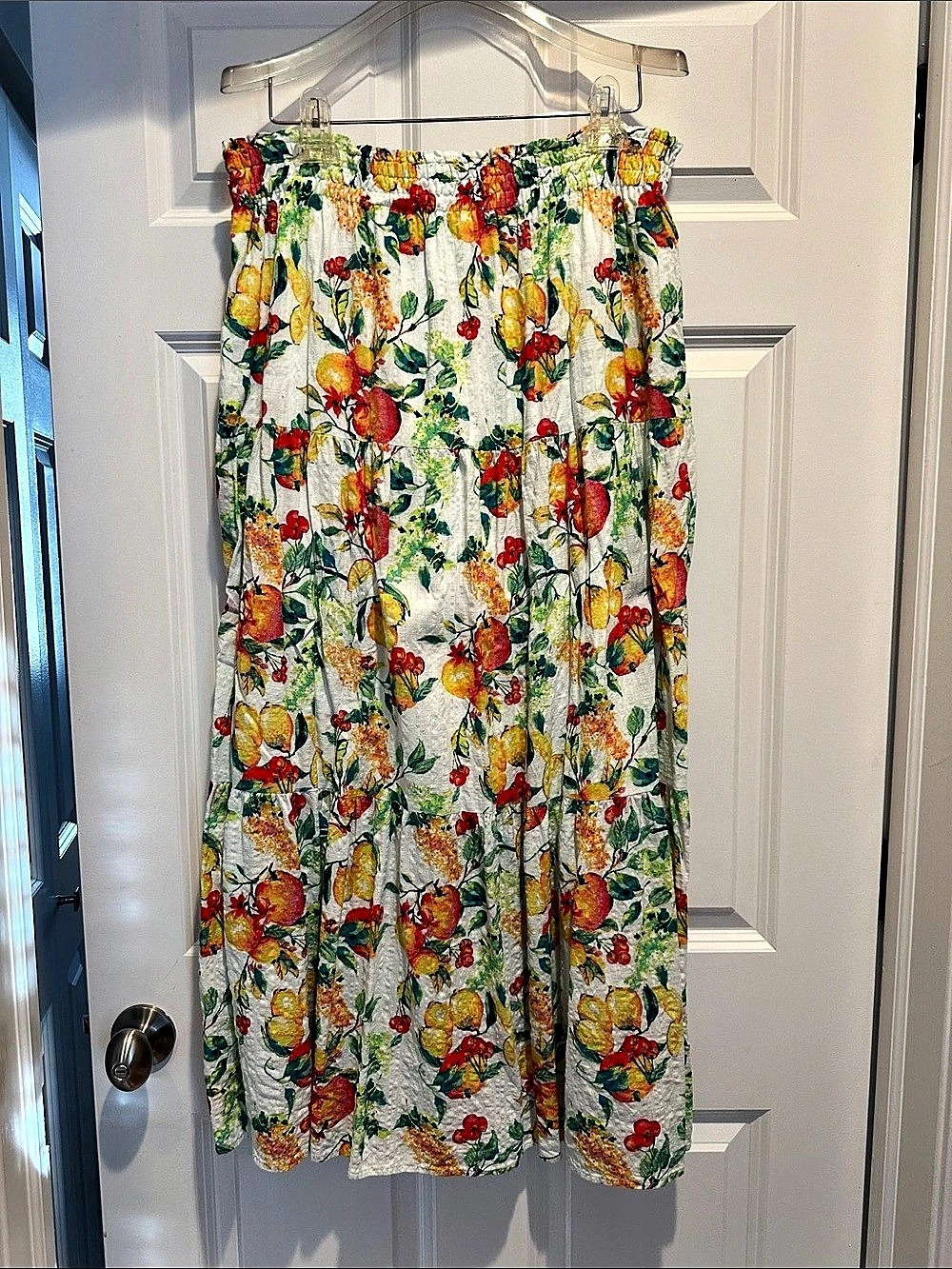Lauren Conrad Fruit and Floral Maxi Skirt with Elastic Waist - Large